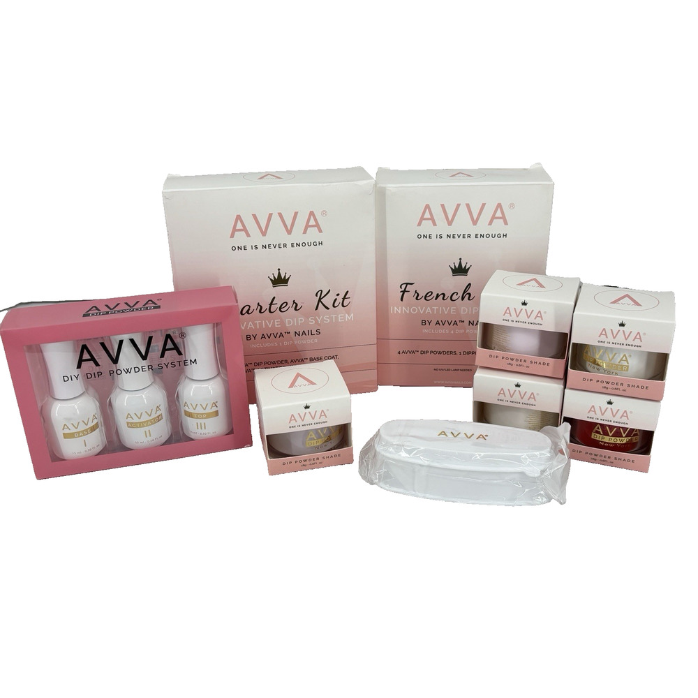AVVA Nails Dip Powder Manicure French Kit and Starter Kit Lot No Lamp Needed